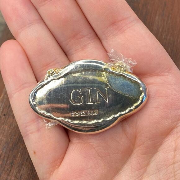 Vintage Pottery Barn Sterling Silver Gin Liquor Decanter Bottle Chain Label Tag - Picture 1 of 4